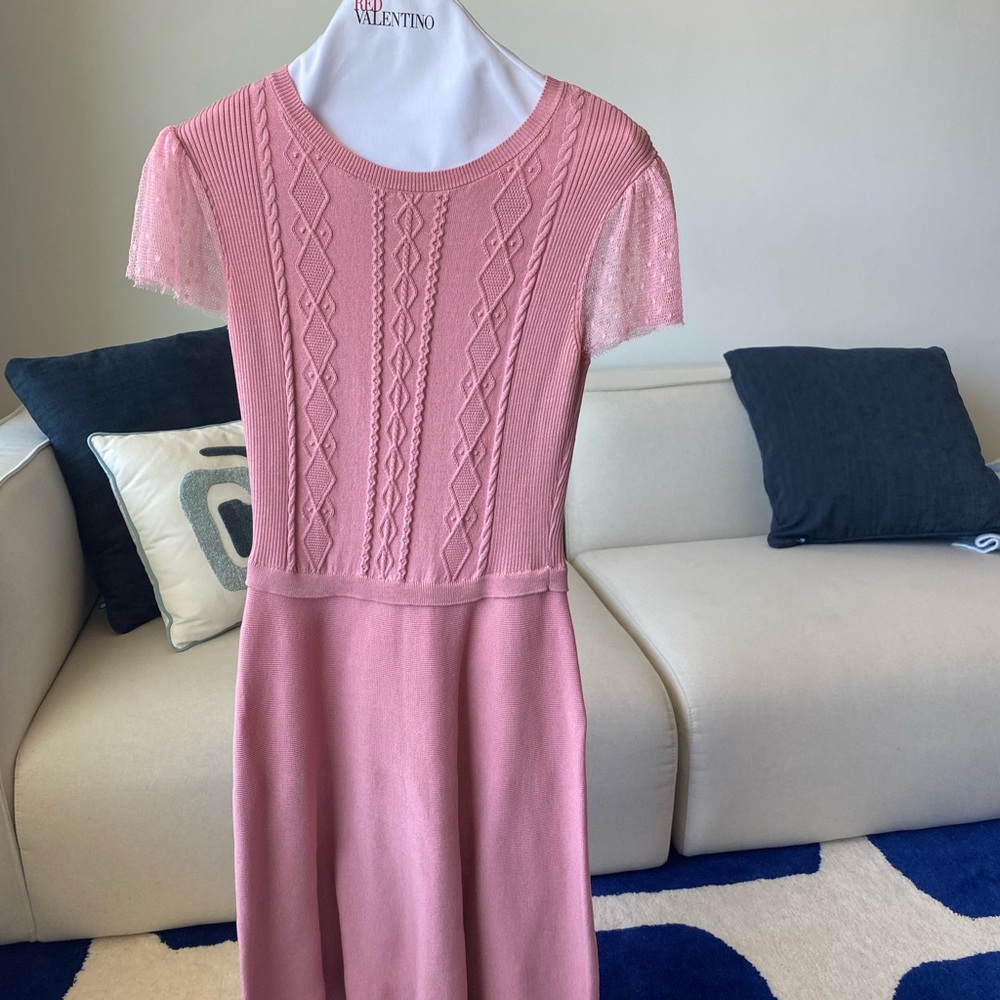 Valentino Pink Fit and Flare Mini Dress with Peter Pan Collar